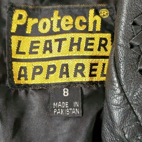 Vintage Leather Protech Cropped Laced Braided Woven Studded Biker Moto Jacket‎ 8 - Picture 8 of 16